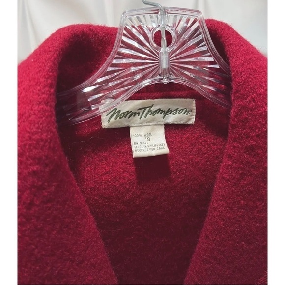 Norm Thompson Sz S 100% Wool Red Sweater Knit Boiled Blazer Jacket Womens RARE - Picture 6 of 6